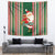 Custom Kiribati Christmas Tapestry Santa With Gift Bag Behind Ribbons Seamless Green Maori LT03 - Polynesian Pride