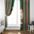 Custom Kiribati Christmas Window Curtain Santa With Gift Bag Behind Ribbons Seamless Green Maori LT03 - Polynesian Pride