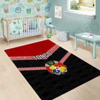 Tonga Area Rug Tonga Coat of Arms with Seamless Tapa Ngatu Pattern LT03 - Polynesian Pride