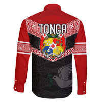Tonga Family Matching Mermaid Dress and Hawaiian Shirt Tonga Coat of Arms with Seamless Tapa Ngatu Pattern LT03 - Polynesian Pride