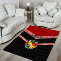 Personalised Tonga Area Rug Tonga Coat of Arms with Seamless Tapa Ngatu Pattern LT03 - Polynesian Pride