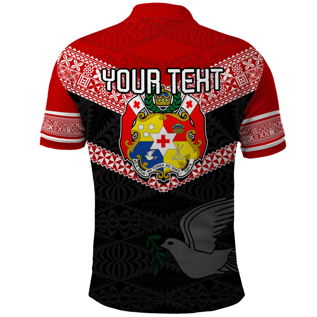 Personalised Tonga Polo Shirt Tonga Coat of Arms with Seamless Tapa Ngatu Pattern LT03 - Polynesian Pride