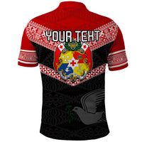 Personalised Tonga Polo Shirt Tonga Coat of Arms with Seamless Tapa Ngatu Pattern LT03 - Polynesian Pride