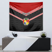 Personalised Tonga Tapestry Tonga Coat of Arms with Seamless Tapa Ngatu Pattern LT03 - Polynesian Pride