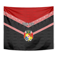 Personalised Tonga Tapestry Tonga Coat of Arms with Seamless Tapa Ngatu Pattern LT03 - Polynesian Pride