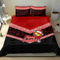 Tonga Christmas Bedding Set Tongan Coat of Arms Santa With Ngatu Pattern Christmas Red Style LT03 - Polynesian Pride