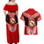 Tonga Christmas Couples Matching Off Shoulder Maxi Dress and Hawaiian Shirt Tongan Coat of Arms Santa With Ngatu Pattern Christmas Red Style LT03 - Polynesian Pride