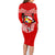 Tonga Christmas Family Matching Long Sleeve Bodycon Dress and Hawaiian Shirt Tongan Coat of Arms Santa With Ngatu Pattern Christmas Red Style LT03 - Polynesian Pride