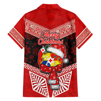 Tonga Christmas Family Matching Summer Maxi Dress and Hawaiian Shirt Tongan Coat of Arms Santa With Ngatu Pattern Christmas Red Style LT03 - Polynesian Pride