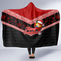 Tonga Christmas Hooded Blanket Tongan Coat of Arms Santa With Ngatu Pattern Christmas Red Style LT03 - Polynesian Pride