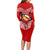 Tonga Christmas Long Sleeve Bodycon Dress Tongan Coat of Arms Santa With Ngatu Pattern Christmas Red Style LT03 - Polynesian Pride