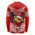 Tonga Christmas Long Sleeve Shirt Tongan Coat of Arms Santa With Ngatu Pattern Christmas Red Style LT03 - Polynesian Pride