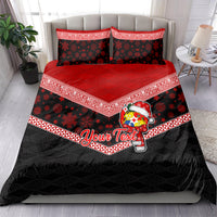 Personalised Tonga Christmas Bedding Set Tongan Coat of Arms Santa With Ngatu Pattern Christmas Red Style LT03 - Polynesian Pride