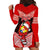 Personalised Tonga Christmas Hoodie Dress Tongan Coat of Arms Santa With Ngatu Pattern Christmas Red Style LT03 - Polynesian Pride