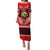 Personalised Tonga Christmas Puletasi Tongan Coat of Arms Santa With Ngatu Pattern Christmas Red Style LT03 Long Dress Red - Polynesian Pride