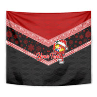 Personalised Tonga Christmas Tapestry Tongan Coat of Arms Santa With Ngatu Pattern Christmas Red Style LT03 - Polynesian Pride