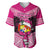 Tonga Christmas Baseball Jersey Tongan Coat of Arms Santa With Ngatu Pattern Christmas Pink Style LT03 Pink - Polynesian Pride