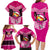 Tonga Christmas Family Matching Long Sleeve Bodycon Dress and Hawaiian Shirt Tongan Coat of Arms Santa With Ngatu Pattern Christmas Pink Style LT03 - Polynesian Pride