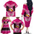 Tonga Christmas Family Matching Off Shoulder Long Sleeve Dress and Hawaiian Shirt Tongan Coat of Arms Santa With Ngatu Pattern Christmas Pink Style LT03 - Polynesian Pride