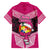 Tonga Christmas Family Matching Puletasi Dress and Hawaiian Shirt Tongan Coat of Arms Santa With Ngatu Pattern Christmas Pink Style LT03 - Polynesian Pride