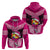 Tonga Christmas Hoodie Tongan Coat of Arms Santa With Ngatu Pattern Christmas Pink Style LT03 - Polynesian Pride