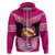 Tonga Christmas Hoodie Tongan Coat of Arms Santa With Ngatu Pattern Christmas Pink Style LT03 - Polynesian Pride