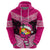 Tonga Christmas Hoodie Tongan Coat of Arms Santa With Ngatu Pattern Christmas Pink Style LT03 - Polynesian Pride