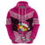 Tonga Christmas Hoodie Tongan Coat of Arms Santa With Ngatu Pattern Christmas Pink Style LT03 - Polynesian Pride