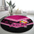 Tonga Christmas Round Carpet Tongan Coat of Arms Santa With Ngatu Pattern Christmas Pink Style LT03 - Polynesian Pride