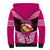 Tonga Christmas Sherpa Hoodie Tongan Coat of Arms Santa With Ngatu Pattern Christmas Pink Style LT03 - Polynesian Pride