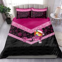Personalised Tonga Christmas Bedding Set Tongan Coat of Arms Santa With Ngatu Pattern Christmas Pink Style LT03 - Polynesian Pride