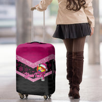 Personalised Tonga Christmas Luggage Cover Tongan Coat of Arms Santa With Ngatu Pattern Christmas Pink Style LT03 - Polynesian Pride