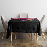 Personalised Tonga Christmas Tablecloth Tongan Coat of Arms Santa With Ngatu Pattern Christmas Pink Style LT03 - Polynesian Pride