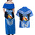 Tonga Christmas Couples Matching Off Shoulder Maxi Dress and Hawaiian Shirt Tongan Coat of Arms Santa With Ngatu Pattern Christmas Blue Style LT03 - Polynesian Pride