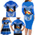 Tonga Christmas Family Matching Long Sleeve Bodycon Dress and Hawaiian Shirt Tongan Coat of Arms Santa With Ngatu Pattern Christmas Blue Style LT03 - Polynesian Pride