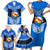 Tonga Christmas Family Matching Short Sleeve Bodycon Dress and Hawaiian Shirt Tongan Coat of Arms Santa With Ngatu Pattern Christmas Blue Style LT03 - Polynesian Pride