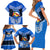 Tonga Christmas Family Matching Short Sleeve Bodycon Dress and Hawaiian Shirt Tongan Coat of Arms Santa With Ngatu Pattern Christmas Blue Style LT03 - Polynesian Pride