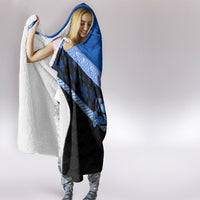 Tonga Christmas Hooded Blanket Tongan Coat of Arms Santa With Ngatu Pattern Christmas Blue Style LT03 - Polynesian Pride