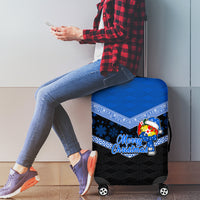 Tonga Christmas Luggage Cover Tongan Coat of Arms Santa With Ngatu Pattern Christmas Blue Style LT03 - Polynesian Pride