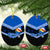 Personalised Tonga Christmas Ceramic Ornament Tonga Coat of Arms with Seamless Tapa Ngatu Pattern Xmas Blue Style LT03 - Polynesian Pride