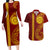 Tonga Ha'apai High School Couples Matching Long Sleeve Bodycon Dress and Hawaiian Shirt Ngatu and Maori Ethnic Tribal Pattern LT03 Red - Polynesian Pride