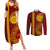 Tonga Ha'apai High School Couples Matching Summer Maxi Dress and Long Sleeve Button Shirt Ngatu and Maori Ethnic Tribal Pattern LT03 Red - Polynesian Pride