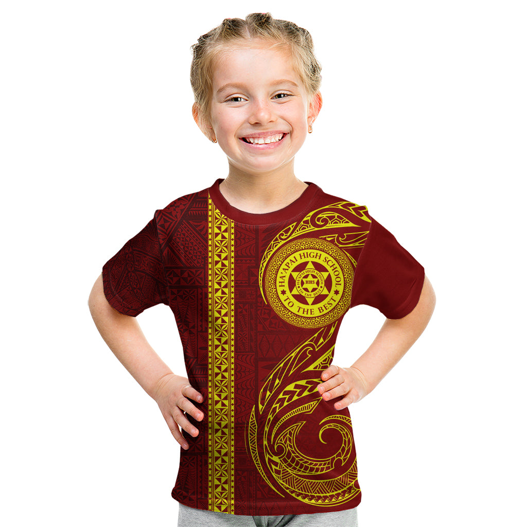 Tonga Ha'apai High School Kid T Shirt Ngatu and Maori Ethnic Tribal Pattern LT03 Red - Polynesian Pride