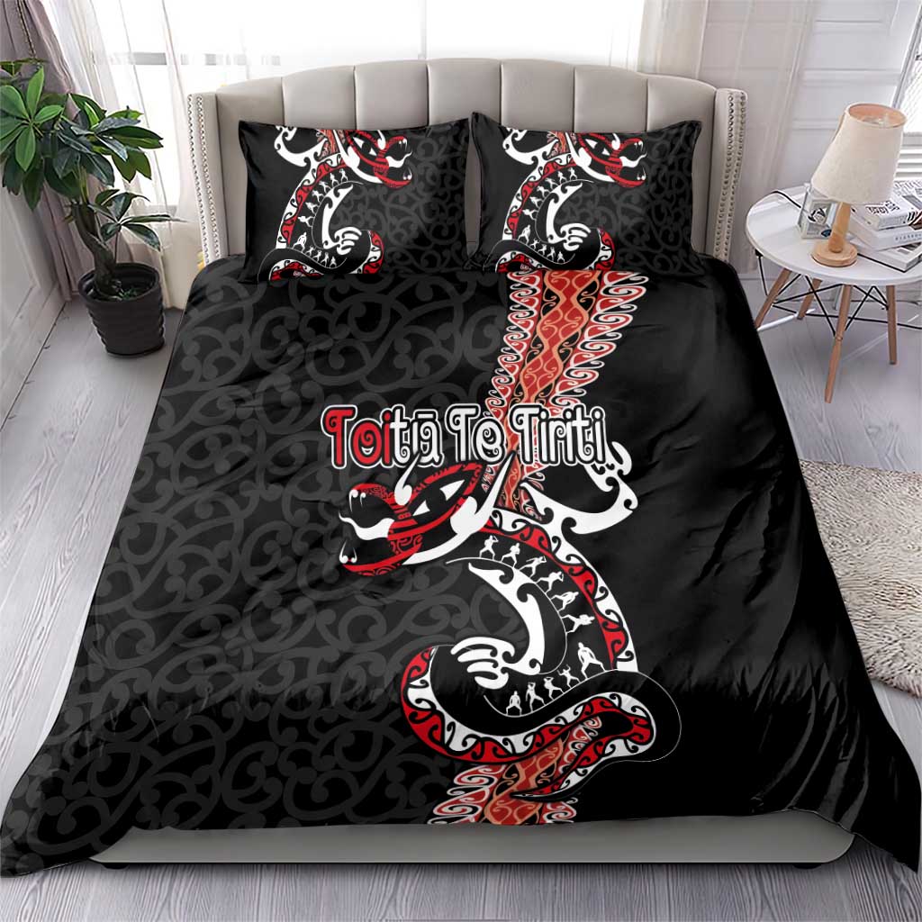 Aotearoa Toitu Te Tiriti Bedding Set Maori Taniwha Haka - Honour the Treaty LT03