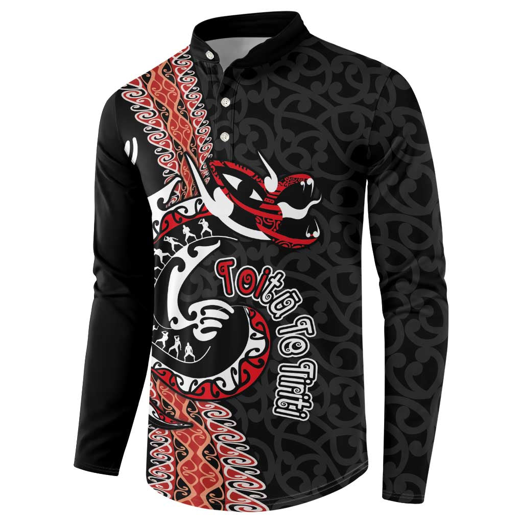Aotearoa Toitu Te Tiriti Button Sweatshirt Maori Taniwha Haka - Honour the Treaty LT03 - Polynesian Pride