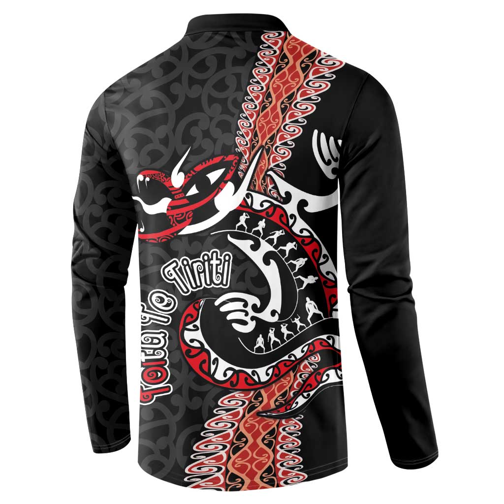 Aotearoa Toitu Te Tiriti Button Sweatshirt Maori Taniwha Haka - Honour the Treaty LT03 - Polynesian Pride
