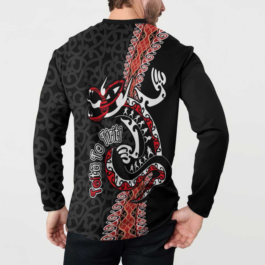 Aotearoa Toitu Te Tiriti Button Sweatshirt Maori Taniwha Haka - Honour the Treaty LT03 - Polynesian Pride
