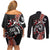 Aotearoa Toitu Te Tiriti Couples Matching Off Shoulder Short Dress and Long Sleeve Button Shirt Maori Taniwha Haka - Honour the Treaty LT03