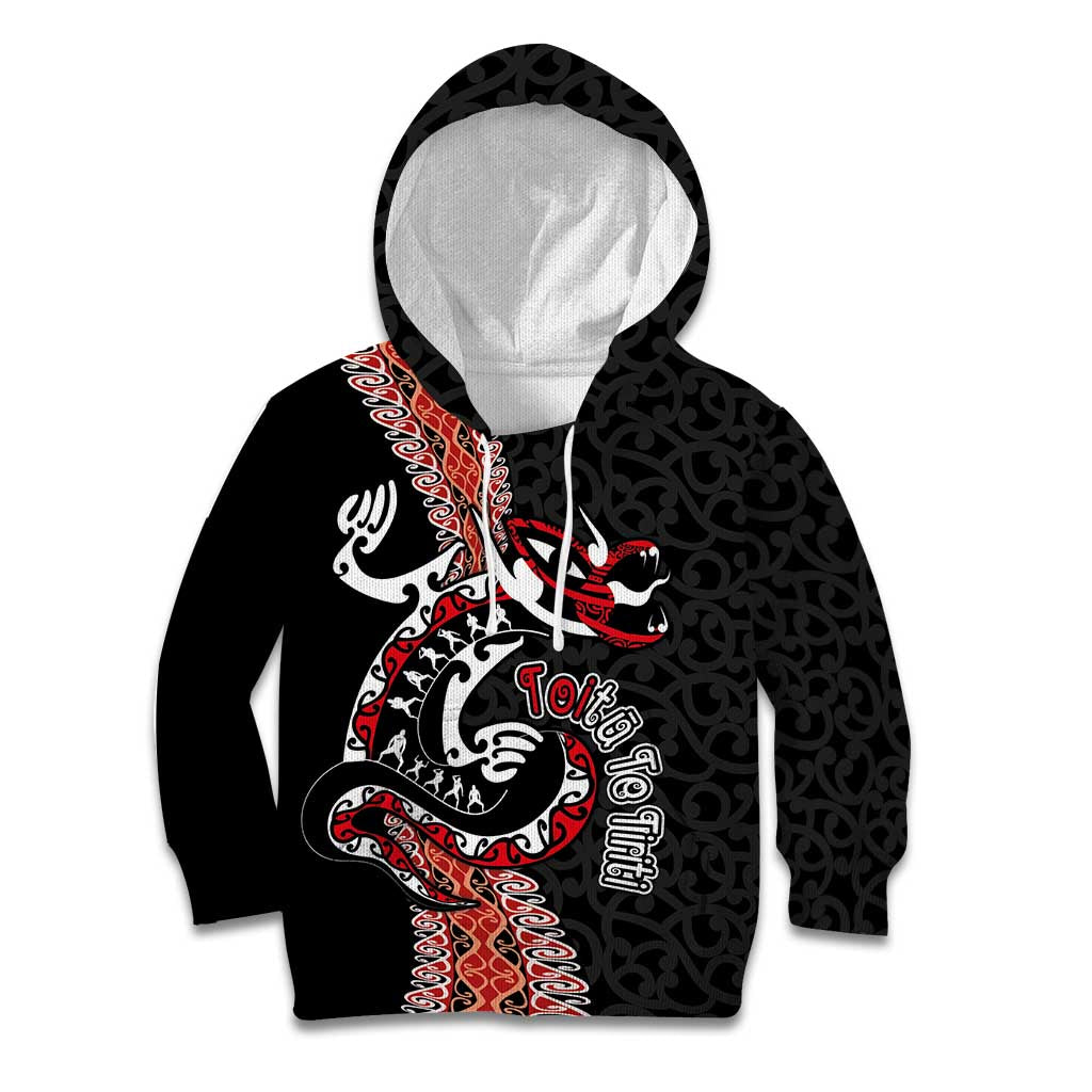 Aotearoa Toitu Te Tiriti Kid Hoodie Maori Taniwha Haka - Honour the Treaty LT03
