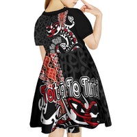 Aotearoa Toitu Te Tiriti Kid Short Sleeve Dress Maori Taniwha Haka - Honour the Treaty LT03